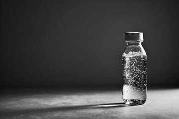 bottle of mineral water on black background