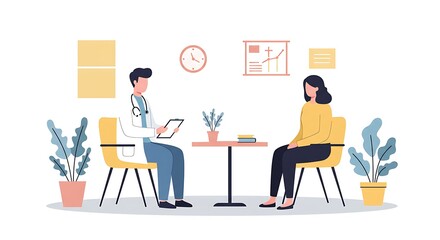 Doctor consulting a patient in an office setting providing healthcare and medical advice