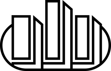 Urban Abstract in Graphic Style: A bold graphic illustration showcasing a stylized cityscape of modern architecture, emphasizing clean lines and geometric forms.