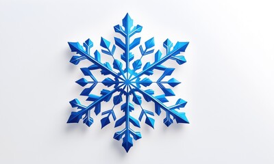 Intricate blue snowflake design on white background highlighting geometric patterns