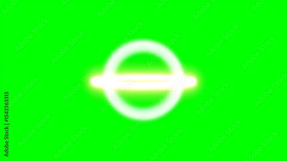 Poster glowing ring expanding, pulsating with growing intensity on green background, generating dynamic vis