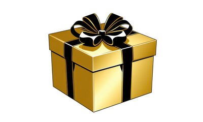 Elegant gold gift box with black ribbon and bow perfect for celebrations