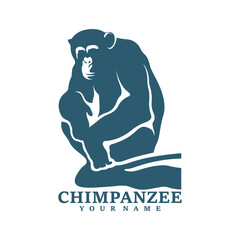 Chimpanzee logo design vector. Silhouette Chimpanzee Template Illustration. Icon Symbol