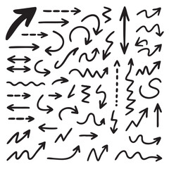 Hand drawn arrows in various styles and directions create dynamic visual effect