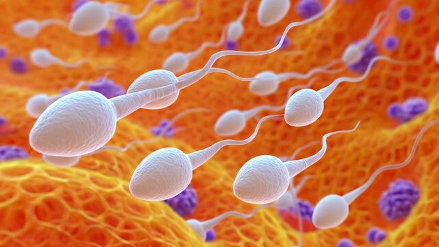 Explore the complex interactions and movements of sperm within the human reproductive system, highlighting their role in fertilization and the journey to the egg