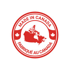 made in canada logo label design with circle map element	