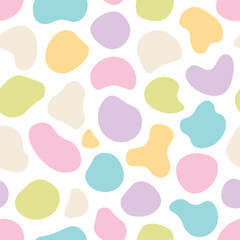 Pastel color abstract pattern. Seamless background with soft multicolored organic shapes in pastel tones. Abstract artistic pattern for baby products, textiles or wallpapers. Vector 10 EPS.