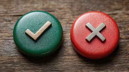 Green and red buttons highlight the binary nature of choice—yes or no, approve or decline—simple yet powerful in communication.
