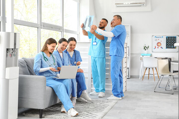 Group of medical interns working in clinic
