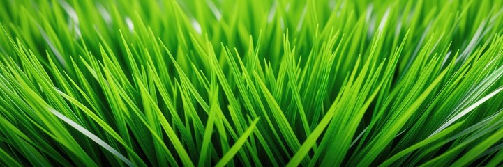 Naklejka premium Lush vibrant green grass blades closeup with soft focus for natural background