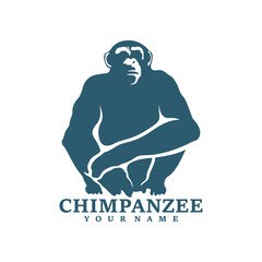 Fototapeta premium Chimpanzee logo design vector. Silhouette Chimpanzee Template Illustration. Icon Symbol