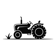 Obraz premium Farm tractor silhouette isolated on white background