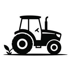 Obraz premium Farm tractor silhouette isolated on white background