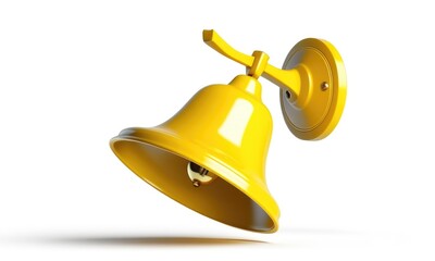 Bright yellow wall bell with modern design isolated on white background