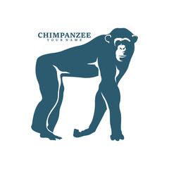 Obraz premium Chimpanzee logo design vector. Silhouette Chimpanzee Template Illustration. Icon Symbol