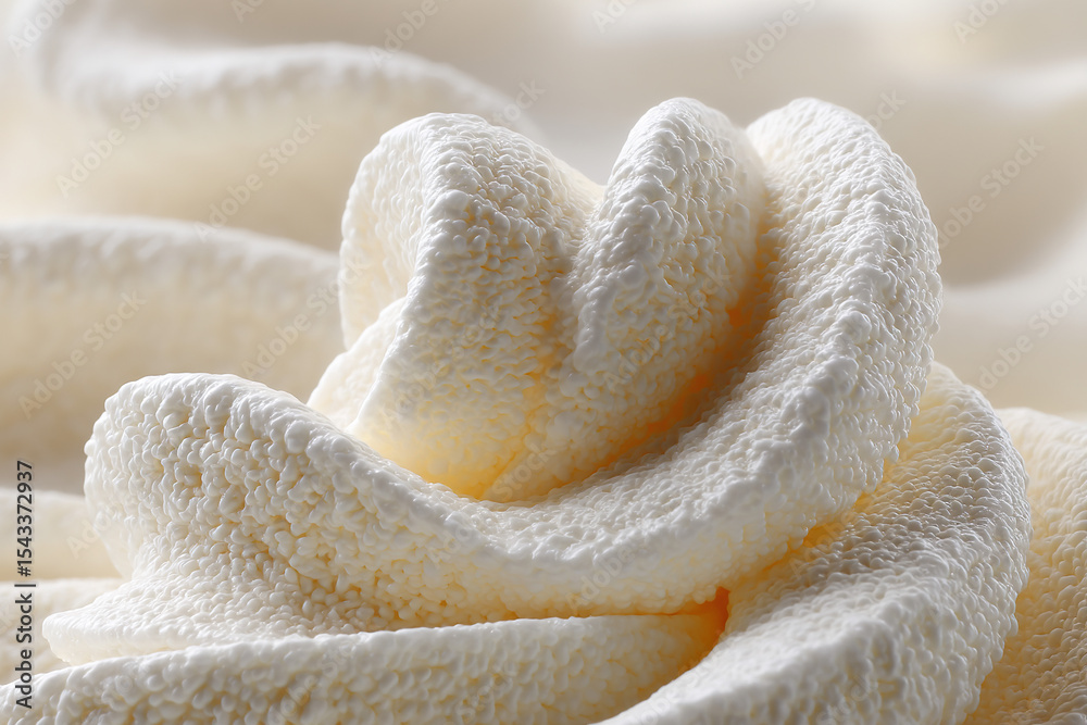 Poster close-up of delicate, soft texture, reminiscent of cream or meringue. the textured details and gentl