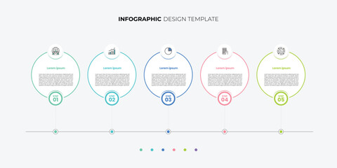 Business infographic template. 5 Step timeline journey. Process diagram, 5 options on white background, Infograph elements