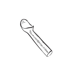 Ice cream scoop hand drawn in black.