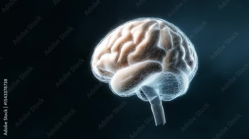 Poster mind's blueprint: an illuminating depiction of the human brain, rendered with intricate detail, offe