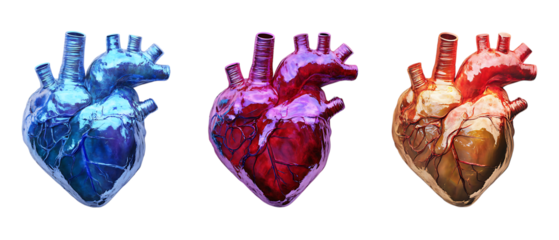 Pack Collection Colorful Hearts Anatomy Art set against transparent background