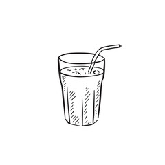 A drink or smoothie in a glass with a straw.