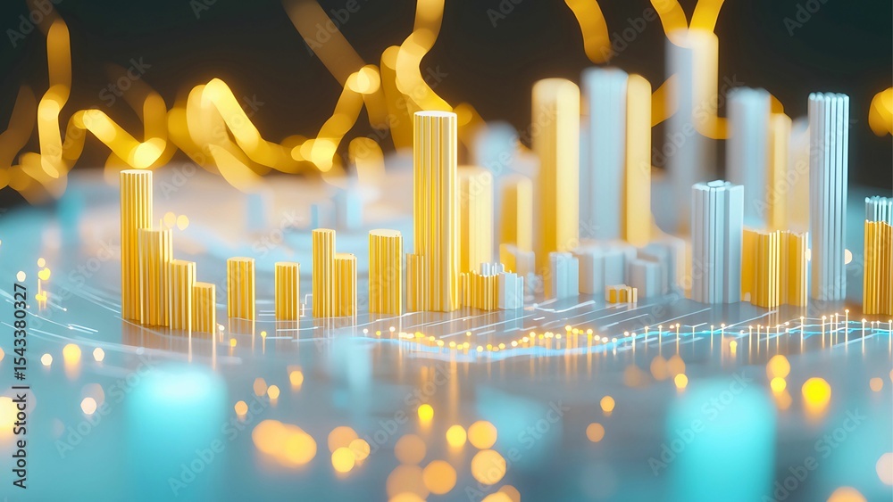 Poster abstract 3d rendering of a digital city, illuminated with data streams and futuristic elements. repr
