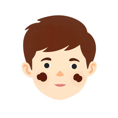 Fototapeta premium Young boy with chocolate smudges on cheeks, playful innocence