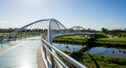 Fototapeta premium bridge over river in the park