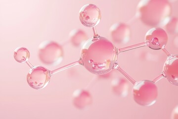 3d illustration of collagen molecules and vitamins in a bubble for skincare solutions