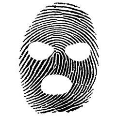 Fingerprint Mask, Criminal Identity and DNA Evidence – Graphic for Forensic Investigation, Biometrics, Crime Scenes and Digital Security