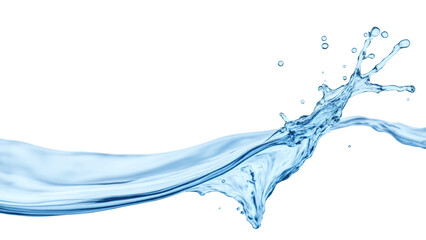 Realistic blue water splash isolated on transparent white background PNG