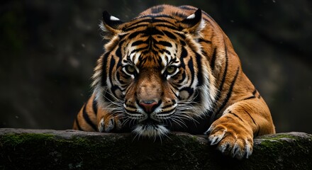 Obraz premium International Tiger Day Majestic Tiger Powerful Gaze, Wild Beauty, Intense Portrait