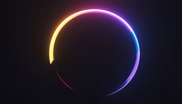 futuristic glowing gradient ring with black hollow center on dark background for digital art, web design, branding, and abstract technology visualization

