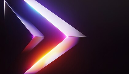illuminated 3d zigzag prism with glowing neon edges and gradient lighting on dark background for futuristic web design, abstract branding, or tech print media