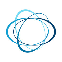 Abstract Blue Swirls Interconnected Curves, Oval Shapes, Dynamic Design © JustPrint