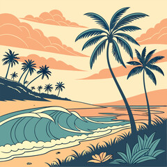 vector illustration of a tropical beach