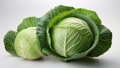 Obraz premium green cabbage shown clearly against a plain white background
