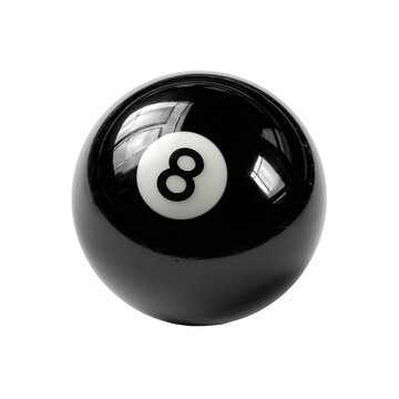 Black billiard ball with white number eight