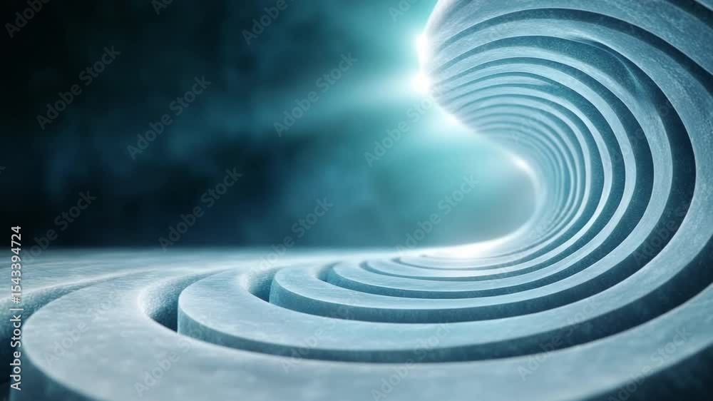 Poster abstract curve in a blue abyss: an enigmatic and stylized artwork showcases a mesmerizing, fluid cur