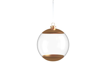 glass christmas ball hanging isolated on white