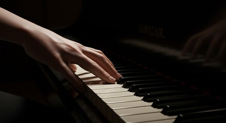 Elegant Hands Playing Piano Keys A Close-Up Image of Musical Expression