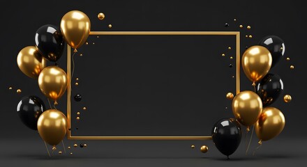Elegant Black and Gold Balloon Frame