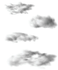 Set of four vector realistic clouds on clear background.