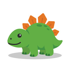 Green Stegosaurus with Spiked Back Cartoon Vector Illustration