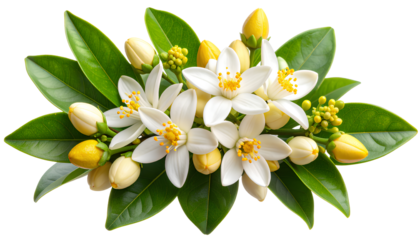 Neroli Citrus Blossom Cluster White Orange Tree Flowers on Transparent Background PNG