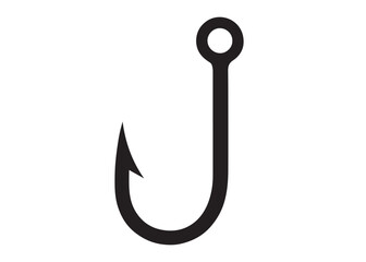 fishing hook logo silhouette vector, fishing hook logo icon silhouette, a silhouette vector simple fishing hook logo, fishing hook logo icon on black and white vector silhouette on white background
