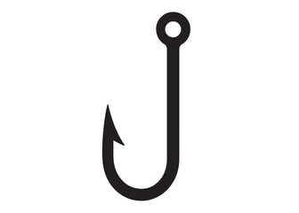 fishing hook logo silhouette vector, fishing hook logo icon silhouette, a silhouette vector simple fishing hook logo, fishing hook logo icon on black and white vector silhouette on white background