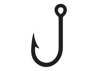 fishing hook logo silhouette vector, fishing hook logo icon silhouette, a silhouette vector simple fishing hook logo, fishing hook logo icon on black and white vector silhouette on white background