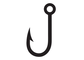 fishing hook logo silhouette vector, fishing hook logo icon silhouette, a silhouette vector simple fishing hook logo, fishing hook logo icon on black and white vector silhouette on white background