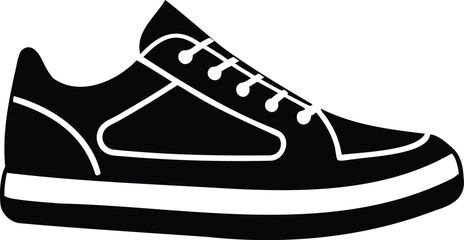 Black and White Graphic Silhouette of a Stylish Sneaker Illustration